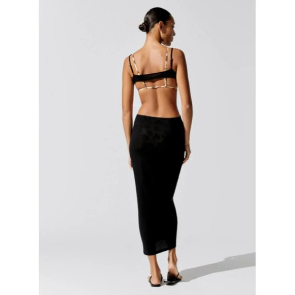 WeWoreWhat Black Knot Front Cutout Midi Dress Large - Picture 11 of 12